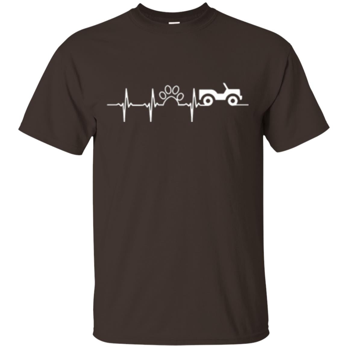 Cat Lovers T-shirt Jeep And Paw Heartbeat Dark Chocolate