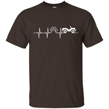 Cat Lovers T-shirt Jeep And Paw Heartbeat Dark Chocolate