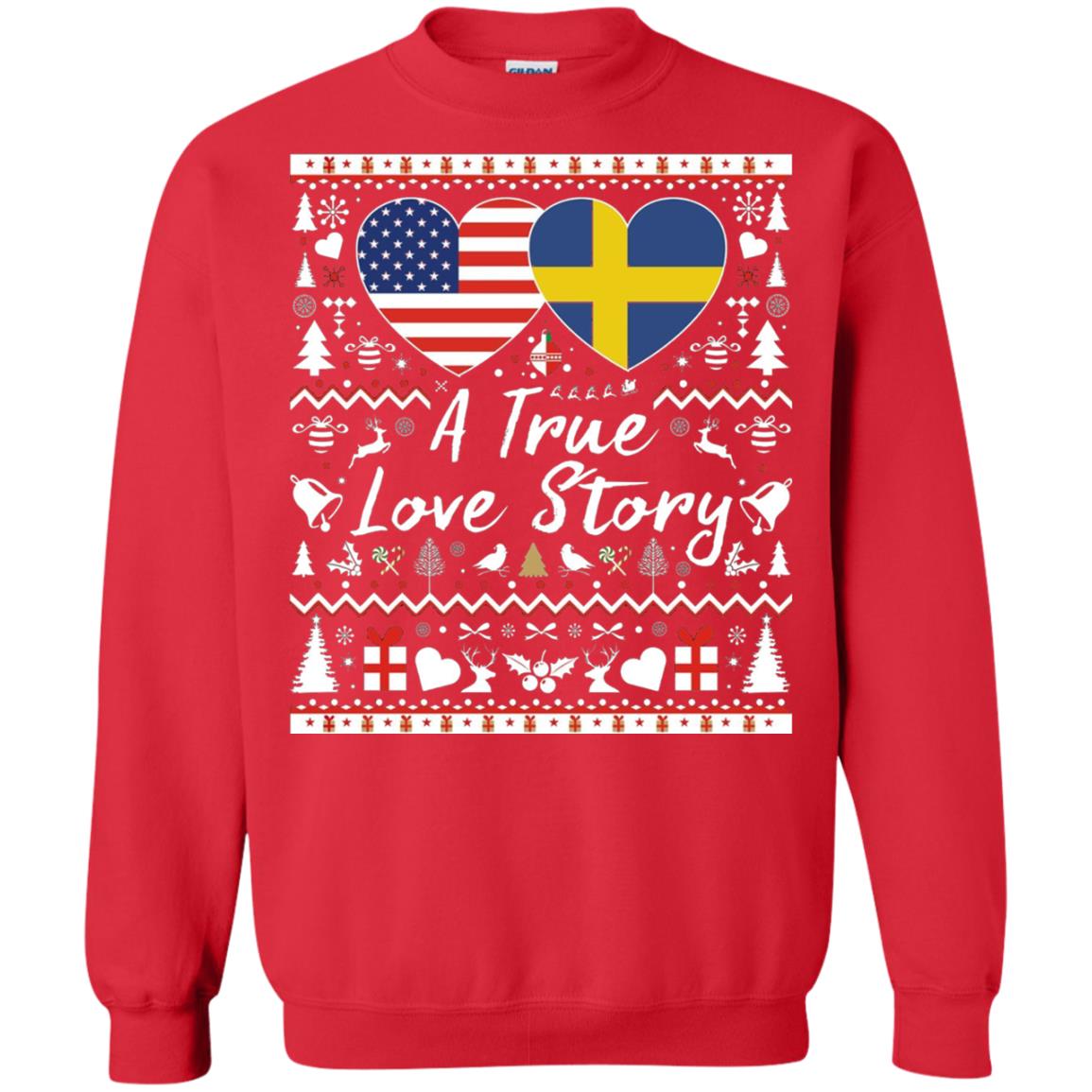 Christmas T-shirt American Swedish A True Love Story Red