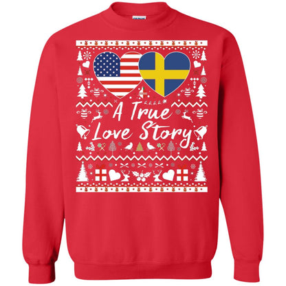Christmas T-shirt American Swedish A True Love Story Red