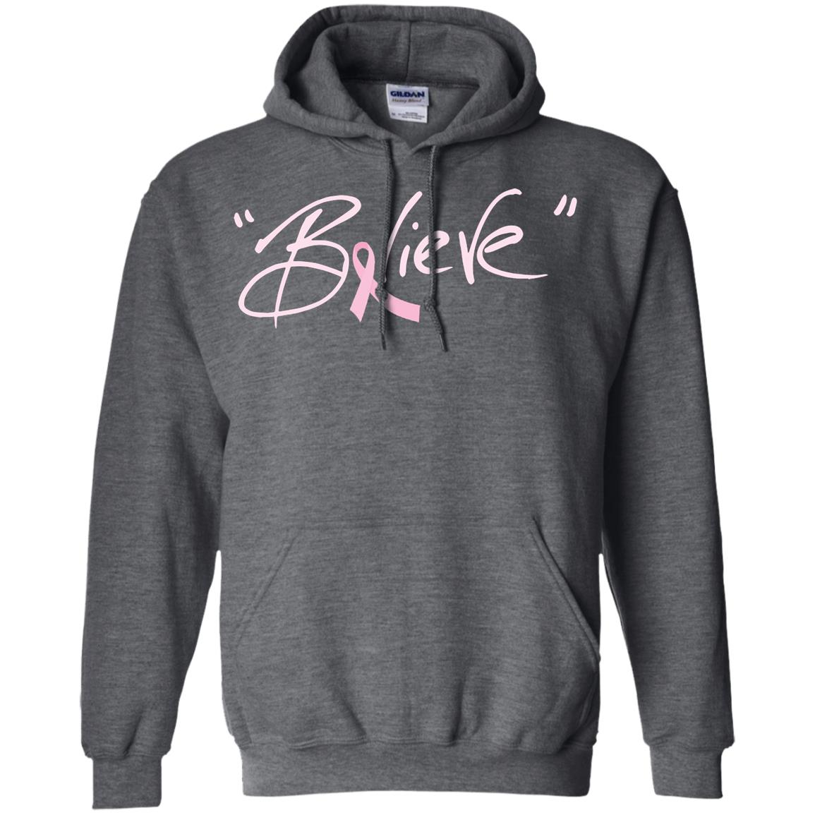 Breast Cancer Awareness Shirt Pink Ribbon Believe Dark Heather