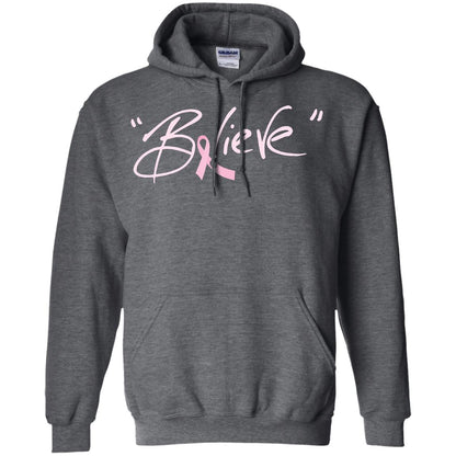 Breast Cancer Awareness Shirt Pink Ribbon Believe Dark Heather