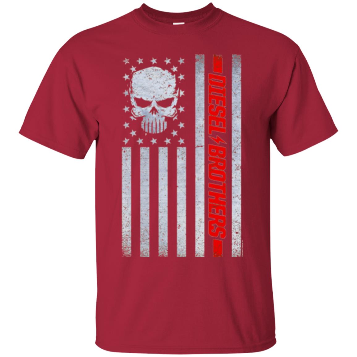 Grungy American Flag Skull T-shirt Diesel Brothers Cardinal