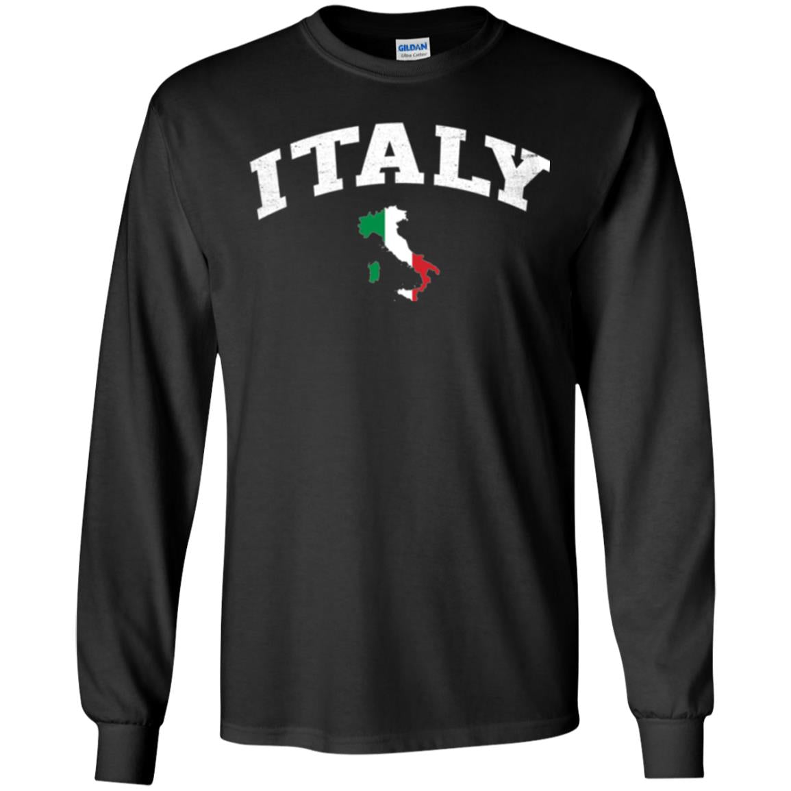 Italy T-shirt Flag Map Black