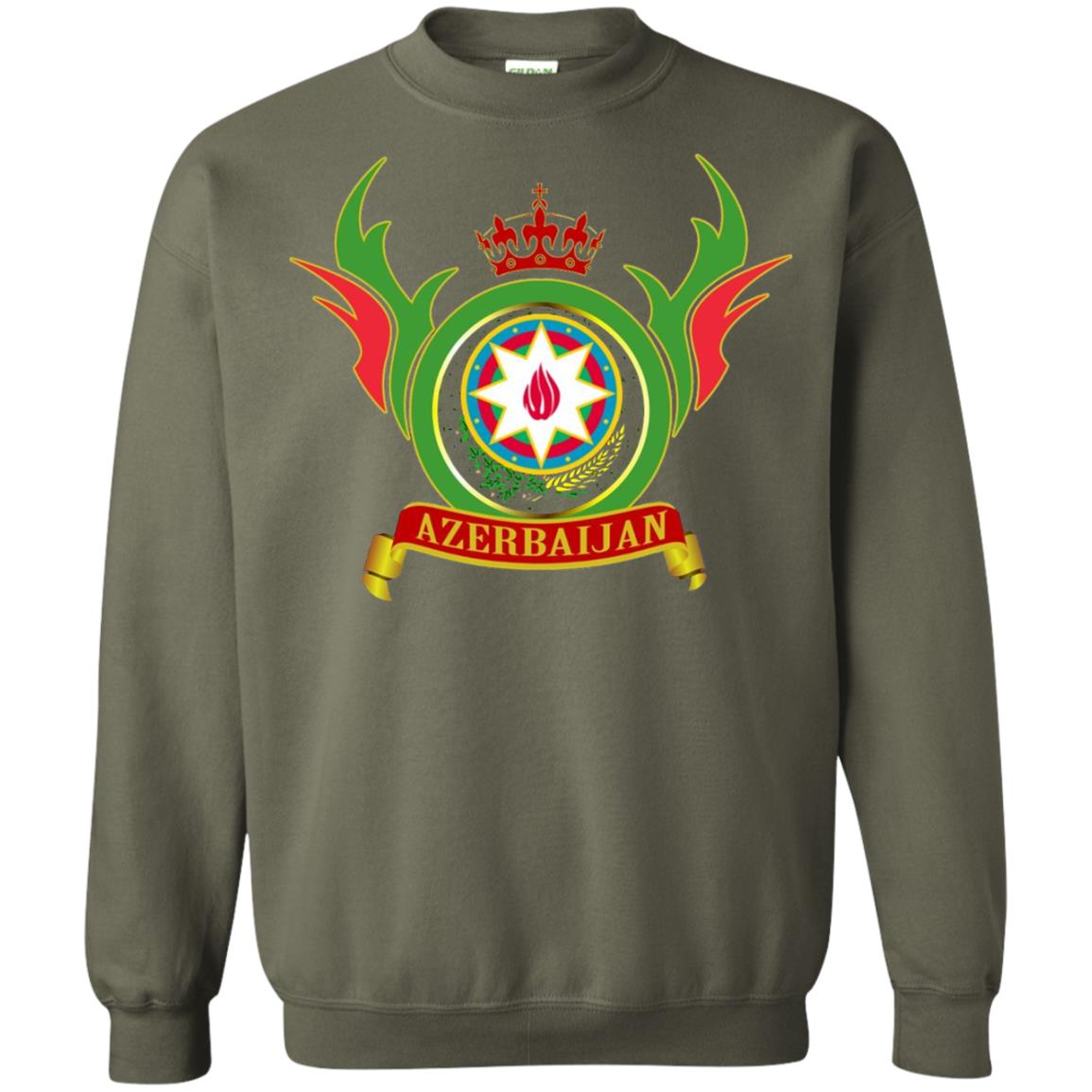 Azerbaijan Arms Coat Flag T-shirt Military Green