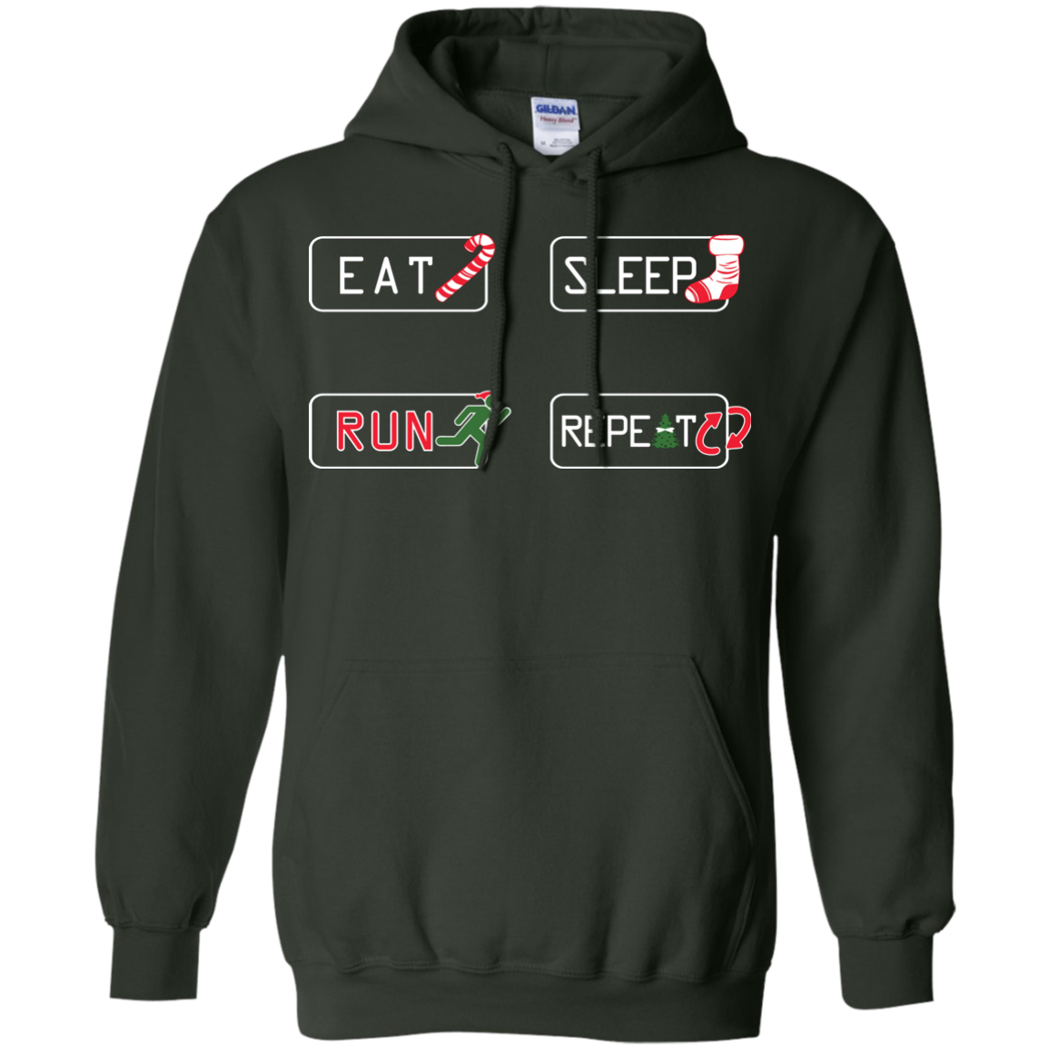 Christmas T-Shirt Eat Sleep Run Repeat Forest Green