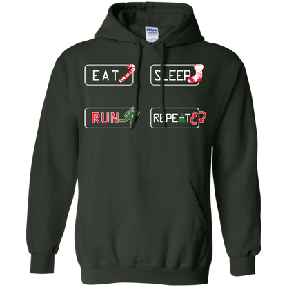 Christmas T-Shirt Eat Sleep Run Repeat Forest Green