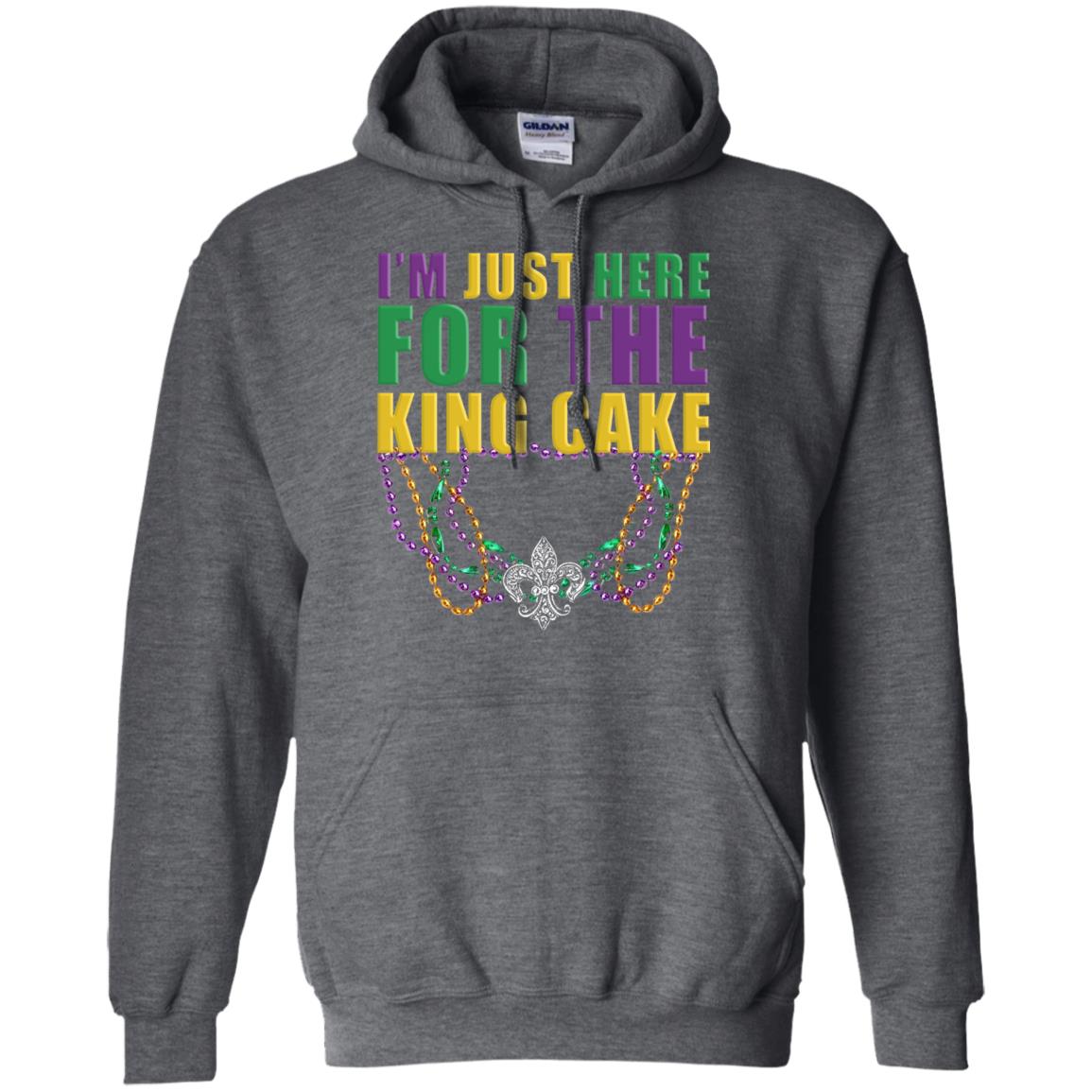 Mardi Gras Beads T-shirt I_m Just Here For The King Cake Dark Heather