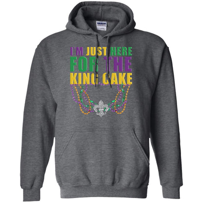 Mardi Gras Beads T-shirt I_m Just Here For The King Cake Dark Heather