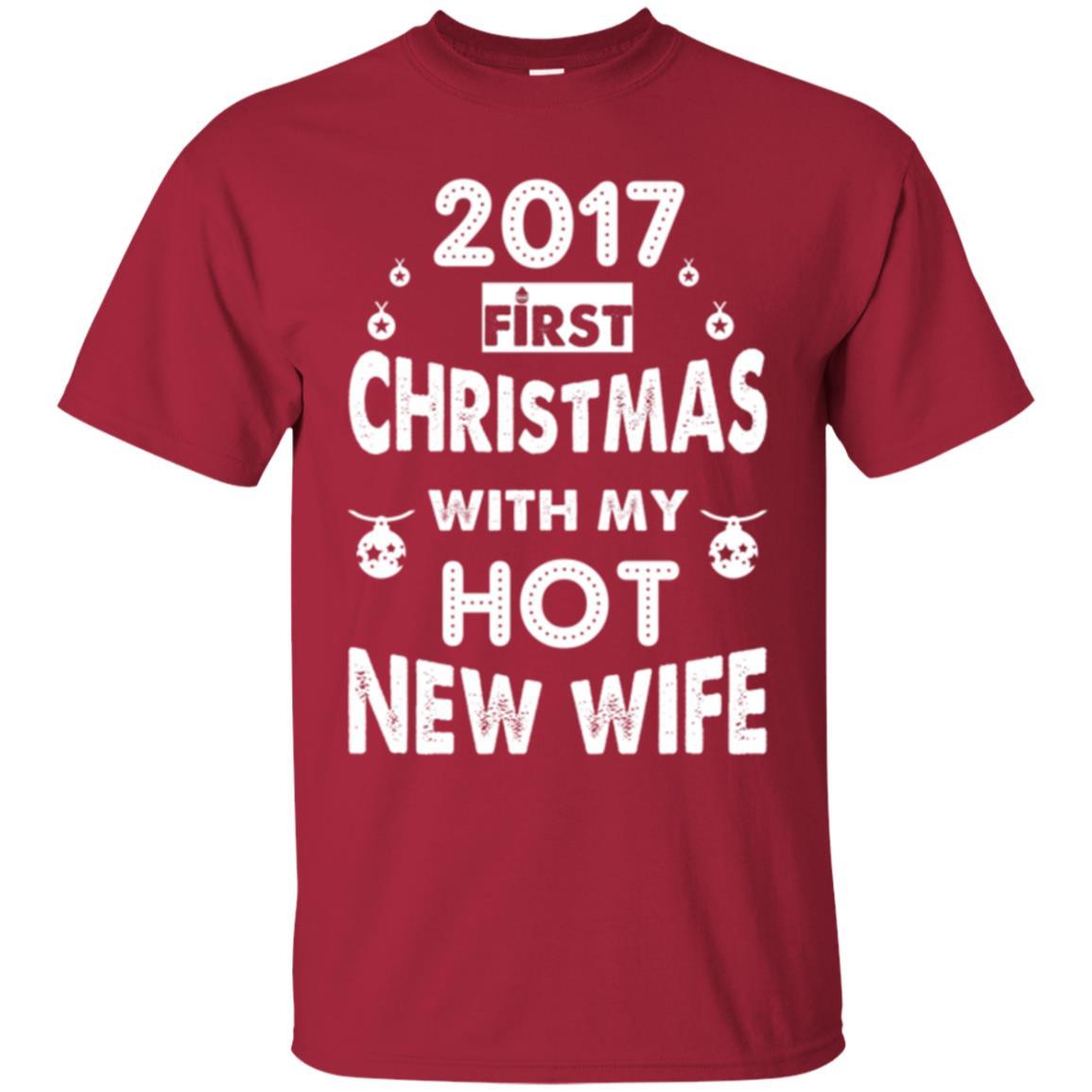 Husband T-shirt 2017 Frist Christmas With My Hot New Wife Cardinal