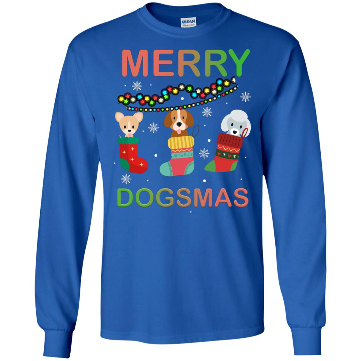 Merry Dogsmas X-mas Gift Shirt For Dogs Lovers Royal
