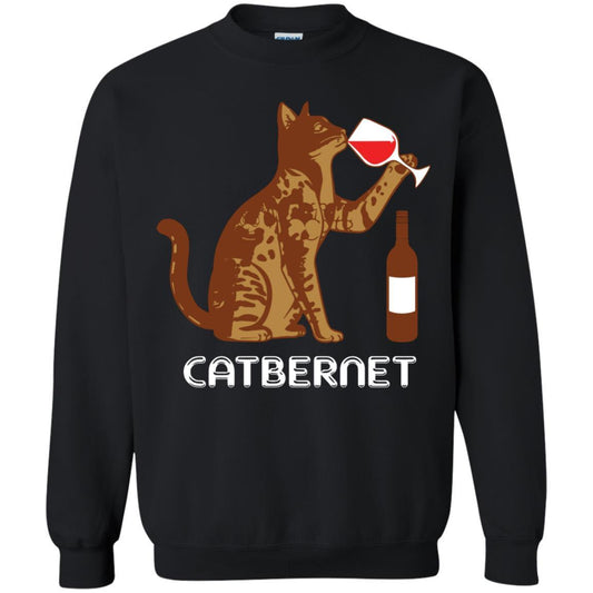 Cat Lovers T-shirt Catbernet Cat Wine Black