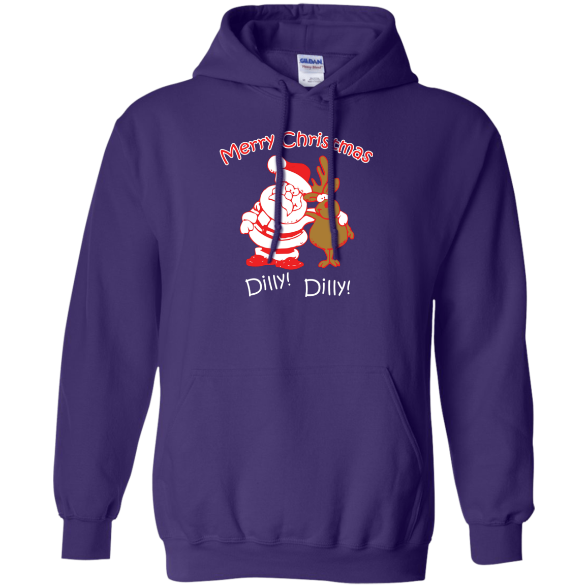Christmas T-Shirt Merry Christmas Santa And Reindeer Dilly! Dilly! Purple