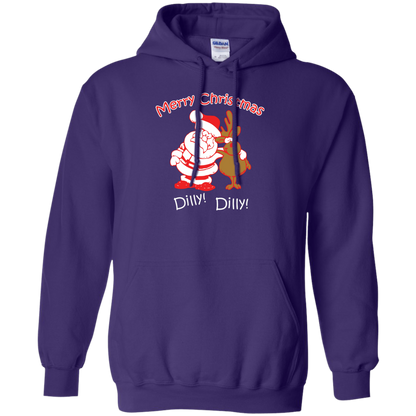 Christmas T-Shirt Merry Christmas Santa And Reindeer Dilly! Dilly! Purple