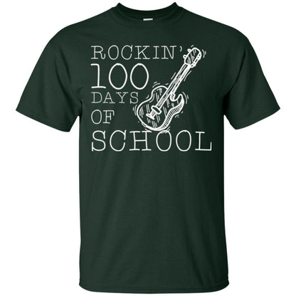 Rockin_ 100 Days Of School Teachers Students T-shirt Forest Green
