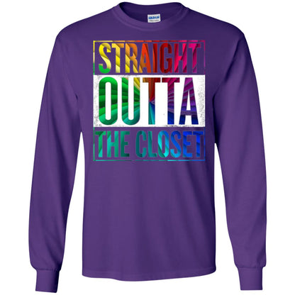 Gay Pride Lgbt T-shirt Straight Outta The Closet Purple