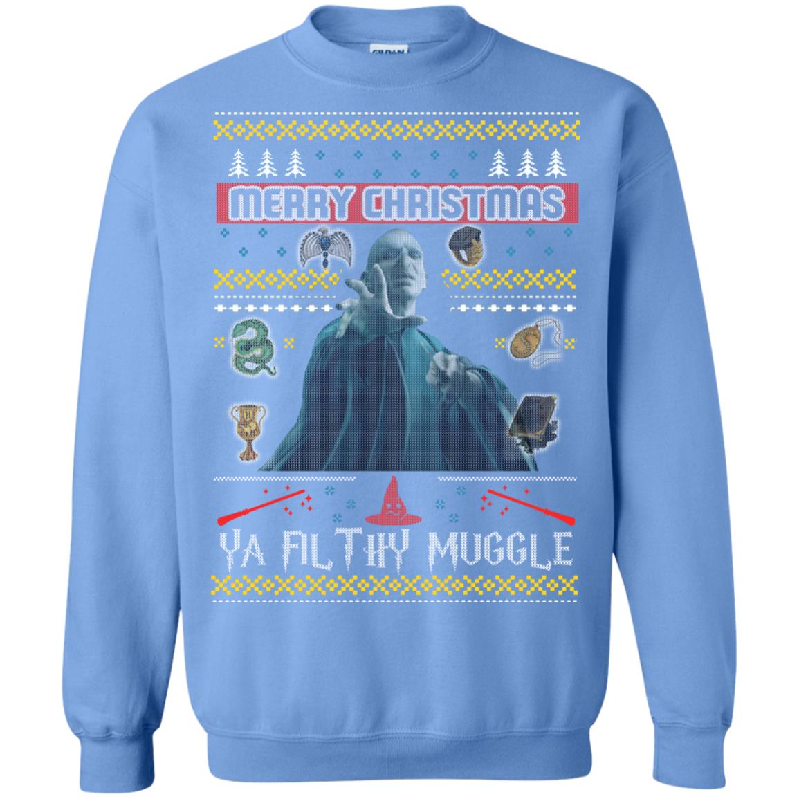 Merry Christmas Ya Filthy Muggle Harry Potter Fan T-shirt Carolina Blue