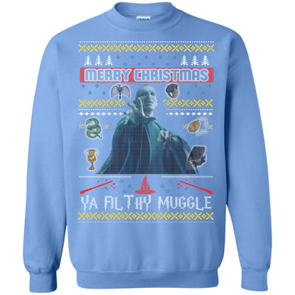 Merry Christmas Ya Filthy Muggle Harry Potter Fan T-shirt Carolina Blue