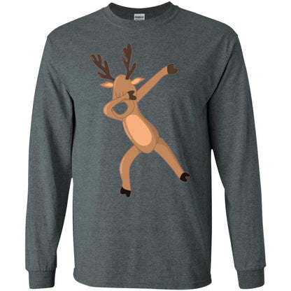 Christmas T-shirt Dabbing Reindeer Dark Heather