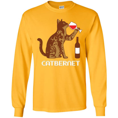 Cat Lovers T-shirt Catbernet Cat Wine Gold