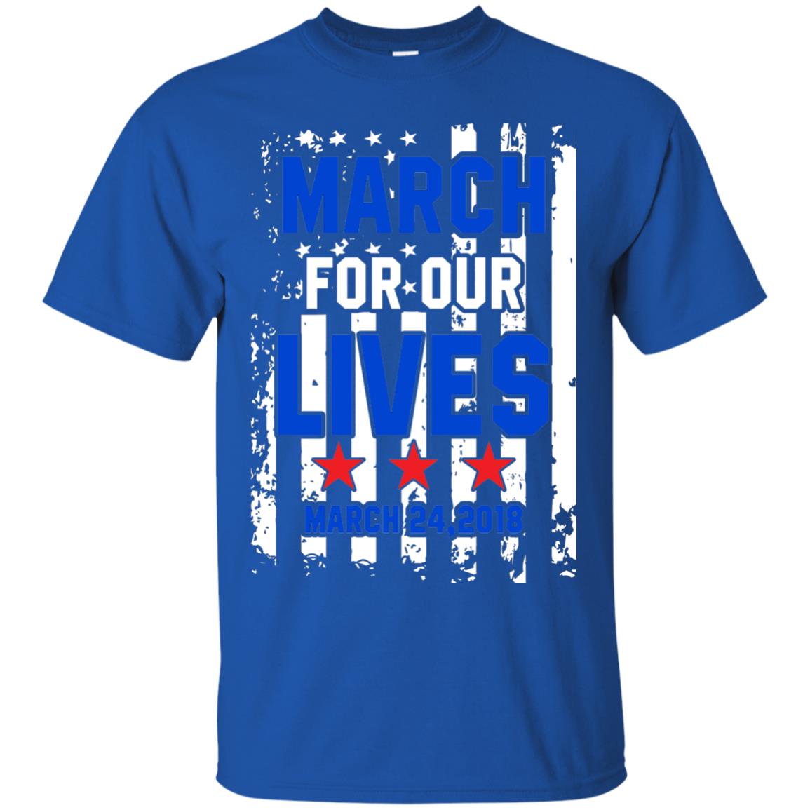March For Our Lives With American Flag Gun Control T-shirt Royal