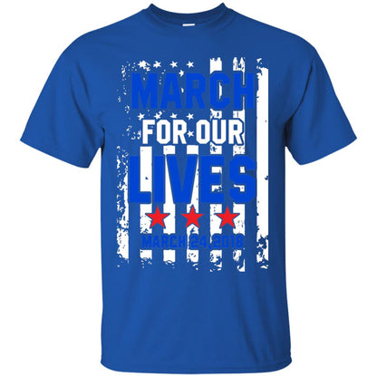 March For Our Lives With American Flag Gun Control T-shirt Royal