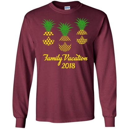 Family Vacation 2018 Shirt Hawaii Pineapple Sunglasses Maroon