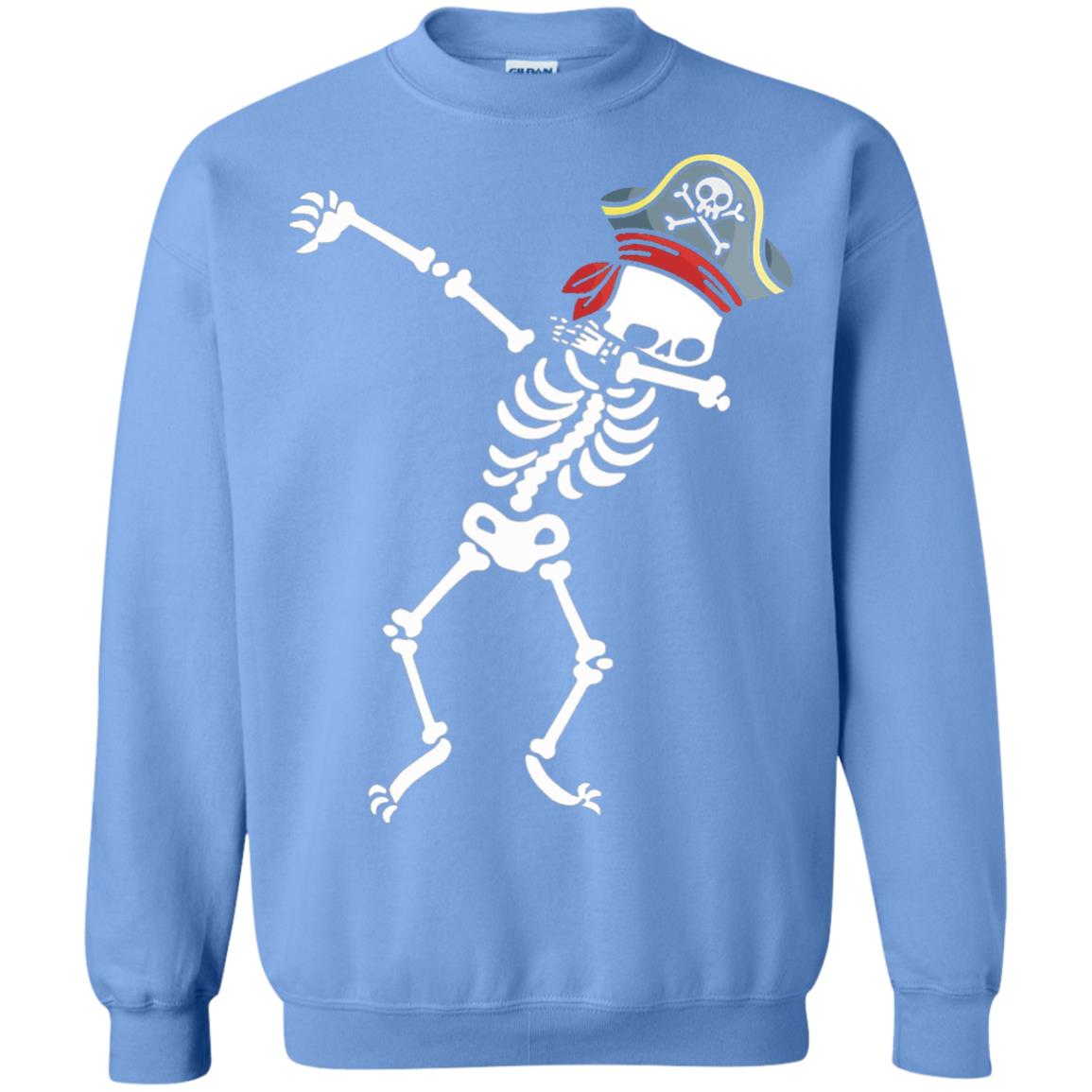 Dabbing Skeleton With Pirates Hat T-shirt Carolina Blue