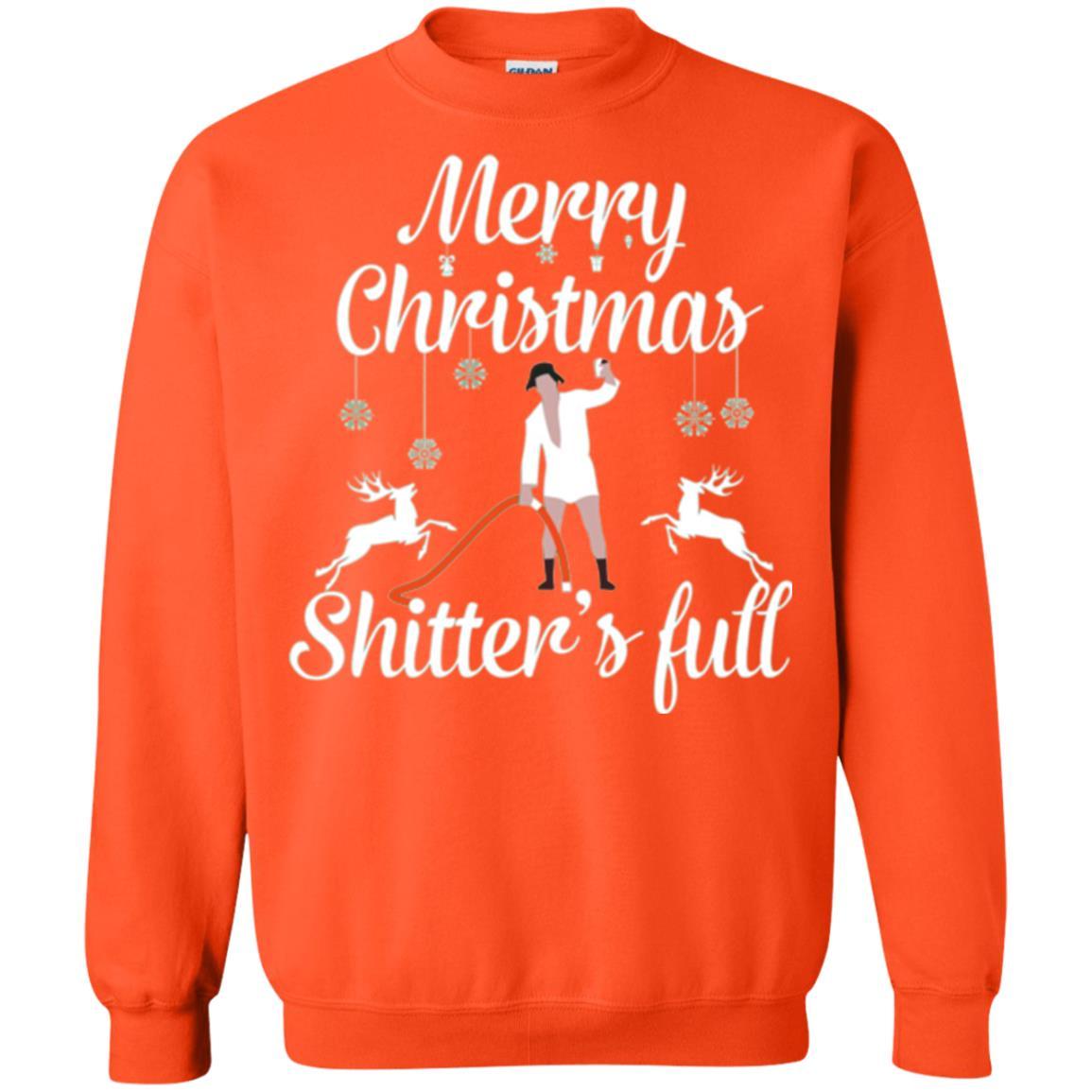 Christmas T-shirt Reindeer Merry Christmas Shitter's Full Orange