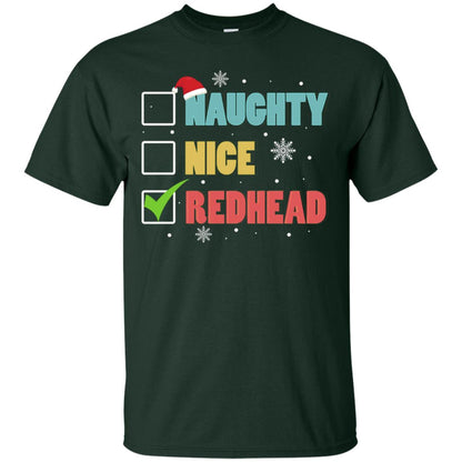 Nice Naughty Redhead X-mas List Gift Shirt Forest