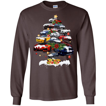 Cars Christmas Tree X-mas Gift Shirt For Mens Or Womens Dark Chocolate
