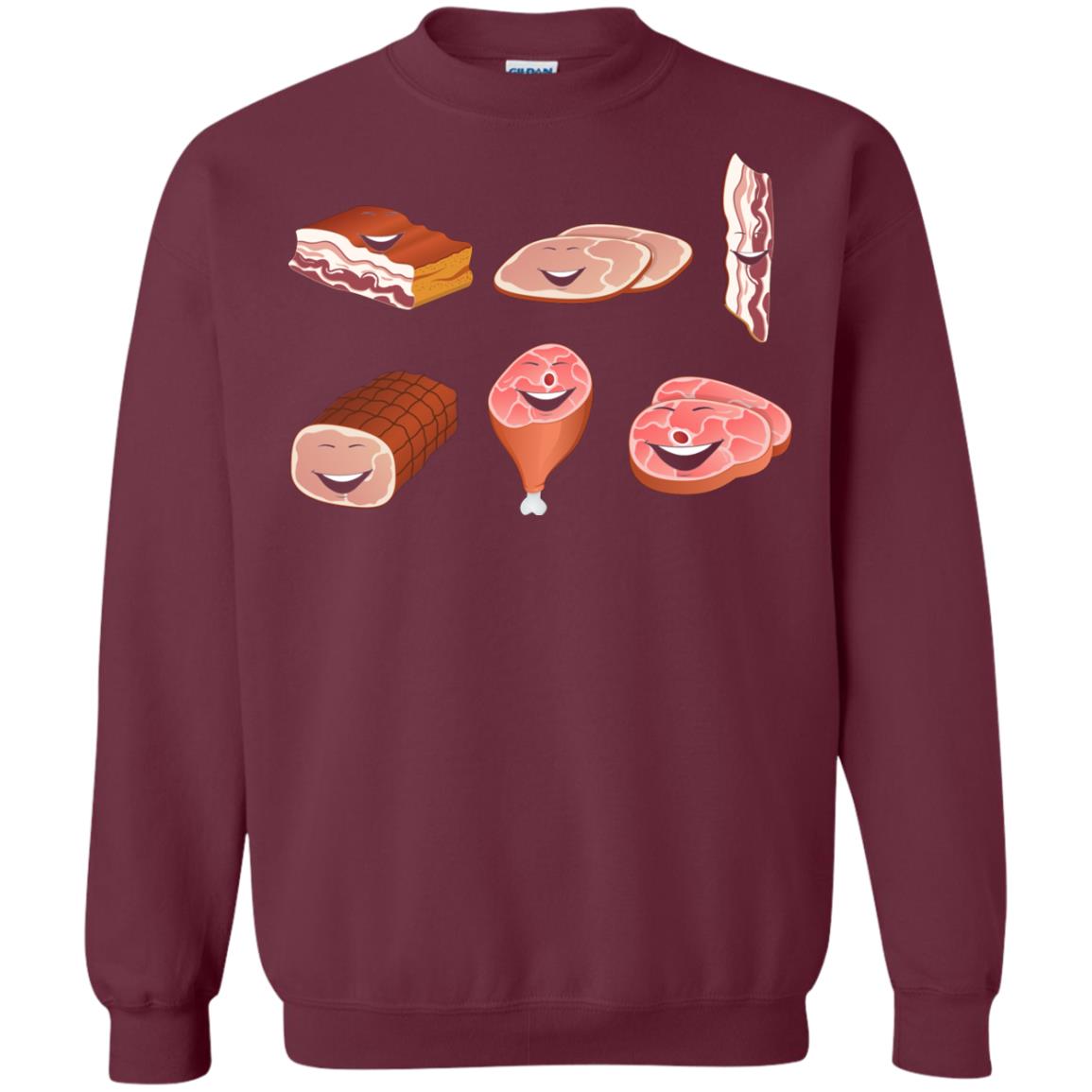 Funny Bbq T-shirt Meat Family Maroon