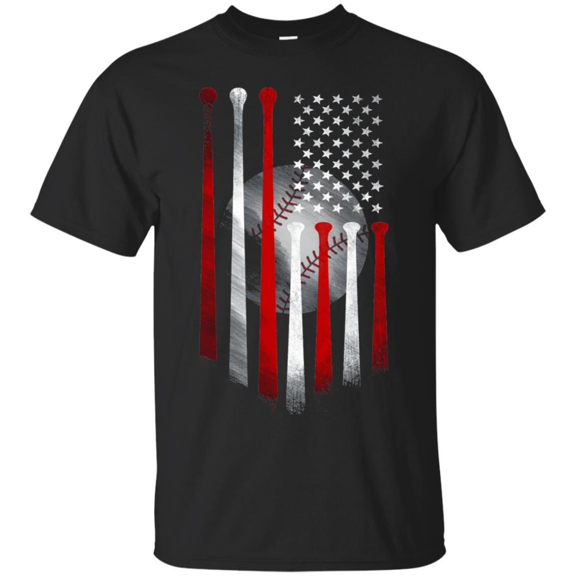 American Flag Baseball Flag Baseball Lover T-shirt Black