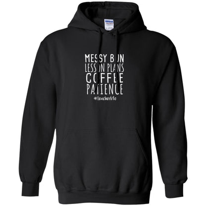 Teacher T-shirt Messy Bun Lesson Plans Coffee Patience Black