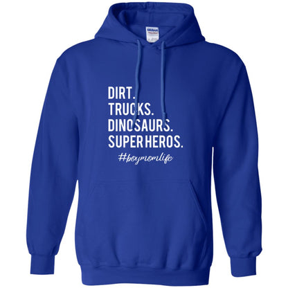 Dirt Trucks Dinosaurs Super Heros #boymomlife Mommy T-shirt Royal