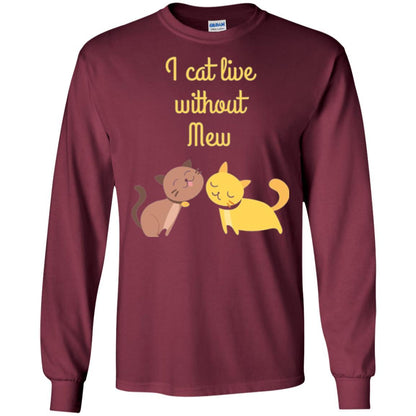 Cat Lover T-shirt I Cat Live Without Mew Maroon