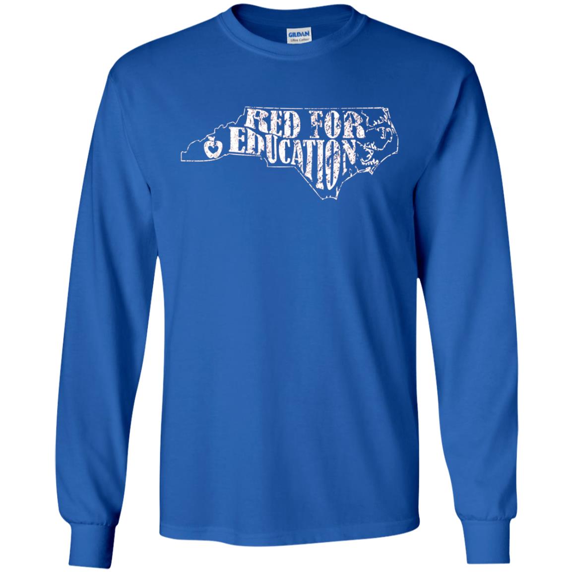 Distressed North Carolina Nc Red For Educator Shirt Royal