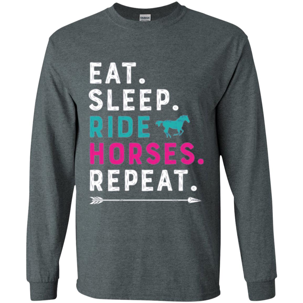 Horseback Lovers T-shirt Eat Sleep Ride Horses Repeat Dark Heather