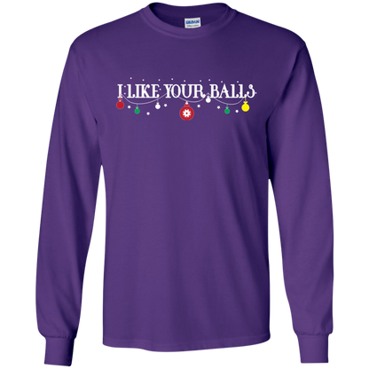 Christmas T-shirt I Like Your Balls Purple