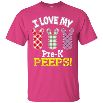 Teacher Easter Day T-shirt I Love My Pre-k Peeps Cute Bunny Heliconia