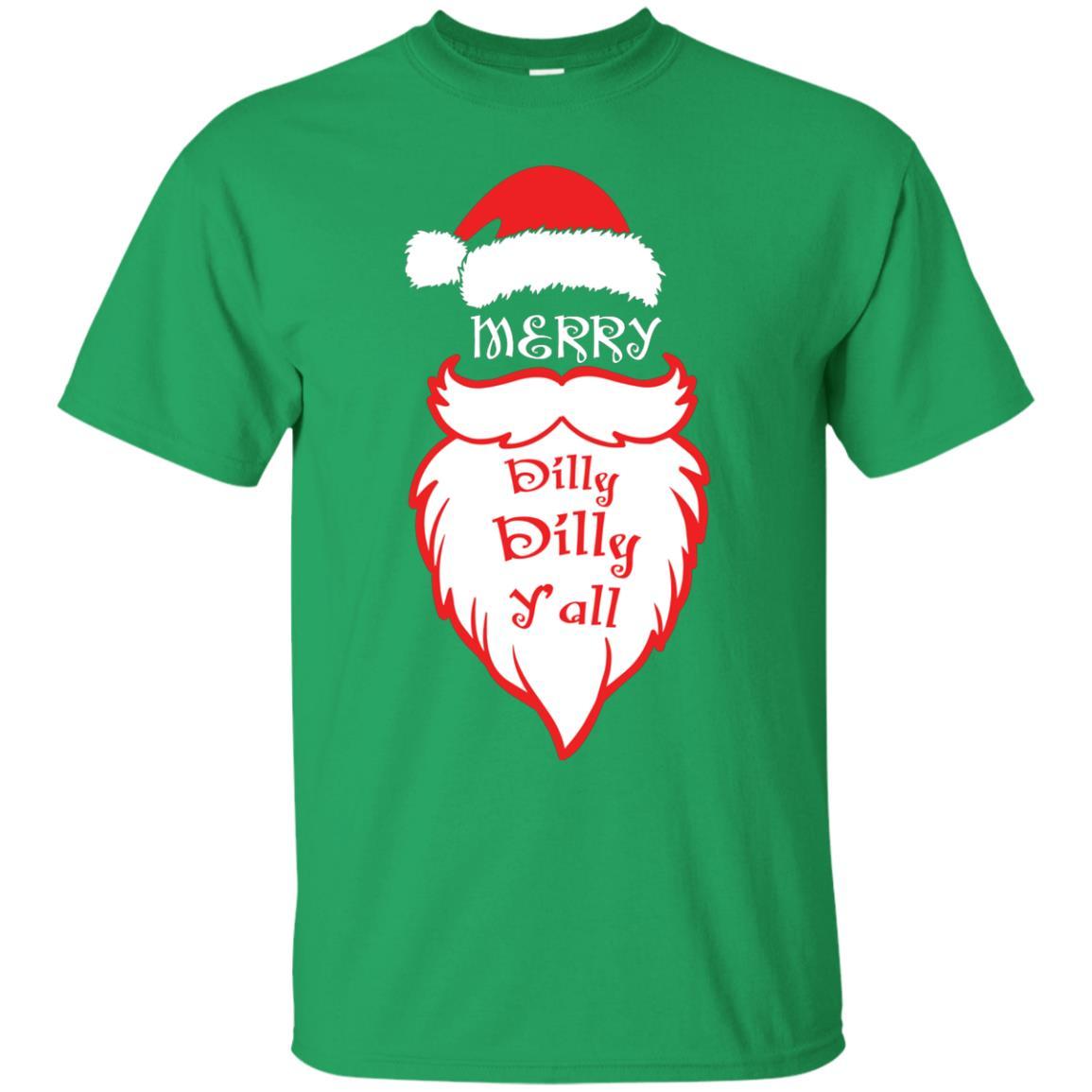 Christmas T-shirt Merry Dilly Dilly Y'all Irish Green
