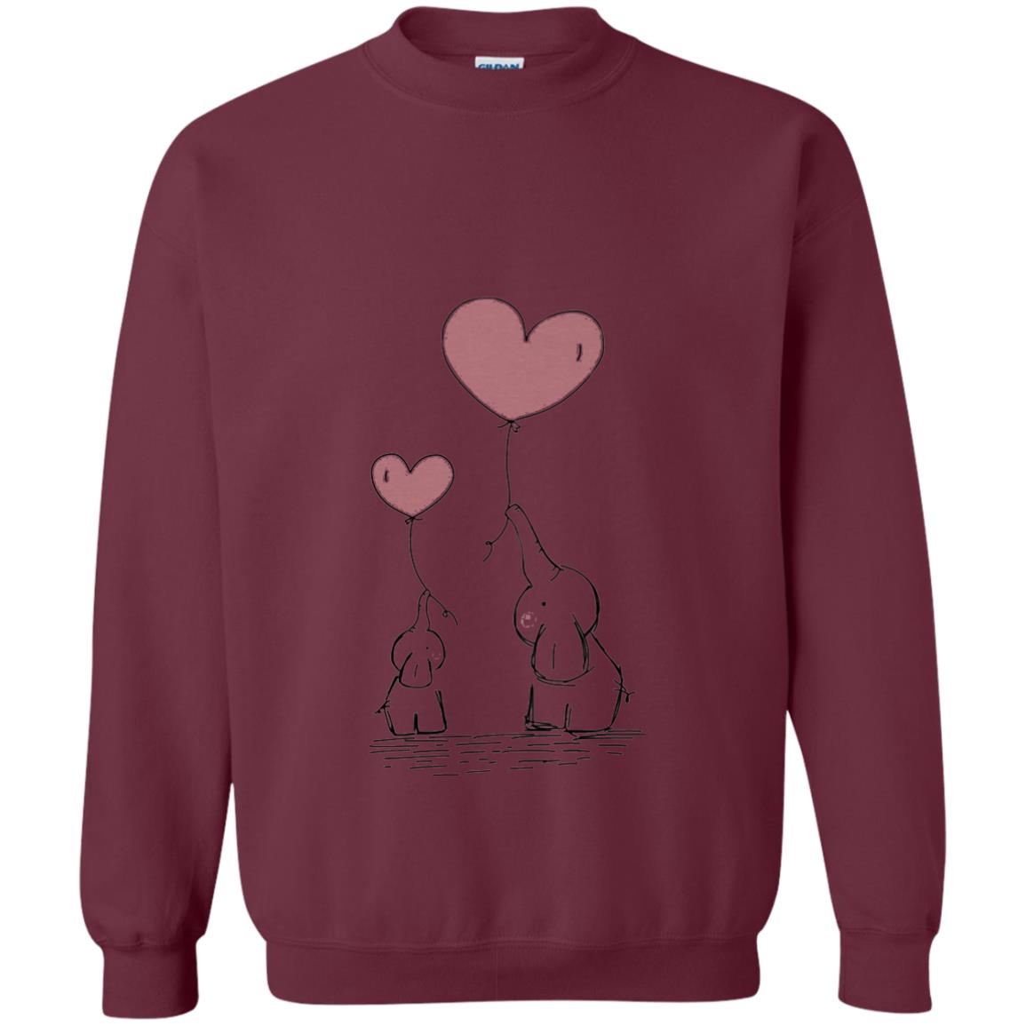 Elephants Mom Heart Balloons Family Shirt Maroon