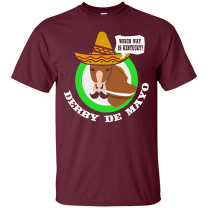 Derby De Mayo Kentucky Sombrero Mexican Horse Race T-shirt Maroon