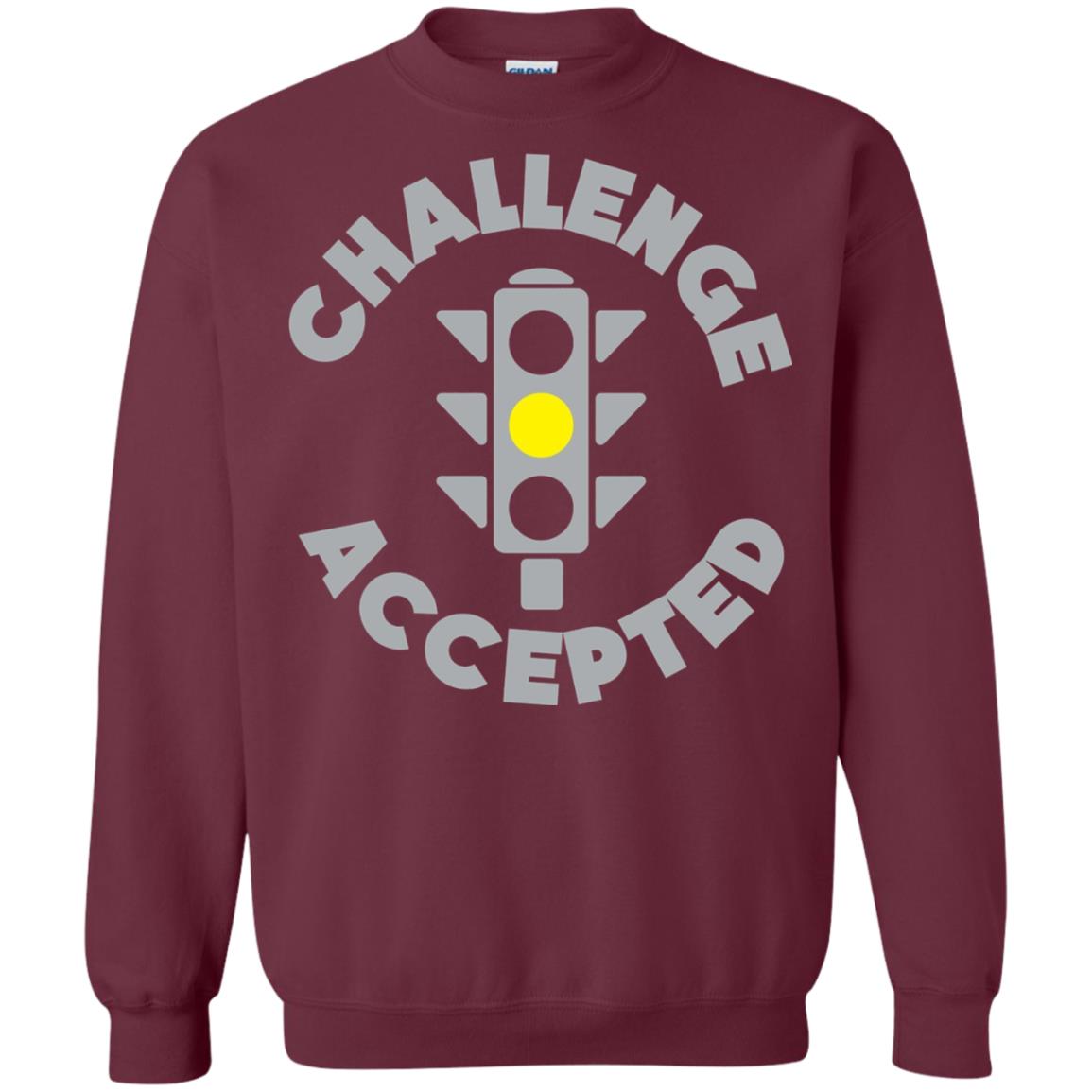 Funny Racing T-shirt Challenge Accepted Yellow Light Car Maroon