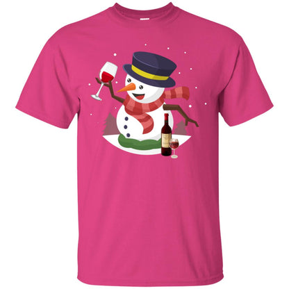 Snowman Cheer Up Wine Drinking Lovers Merry X-mas Gift Shirt Heliconia