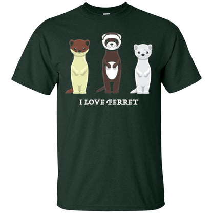 Ferret T-shirt I Love Ferret Forest Green
