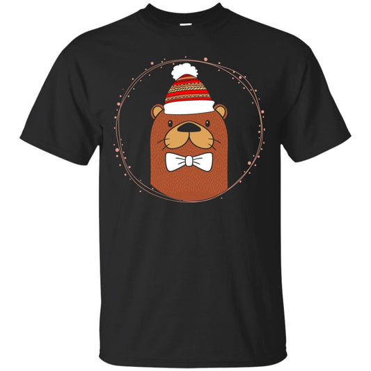Otter Wearing A Lovely Beanie Gift Shirt For Otter Lover Black