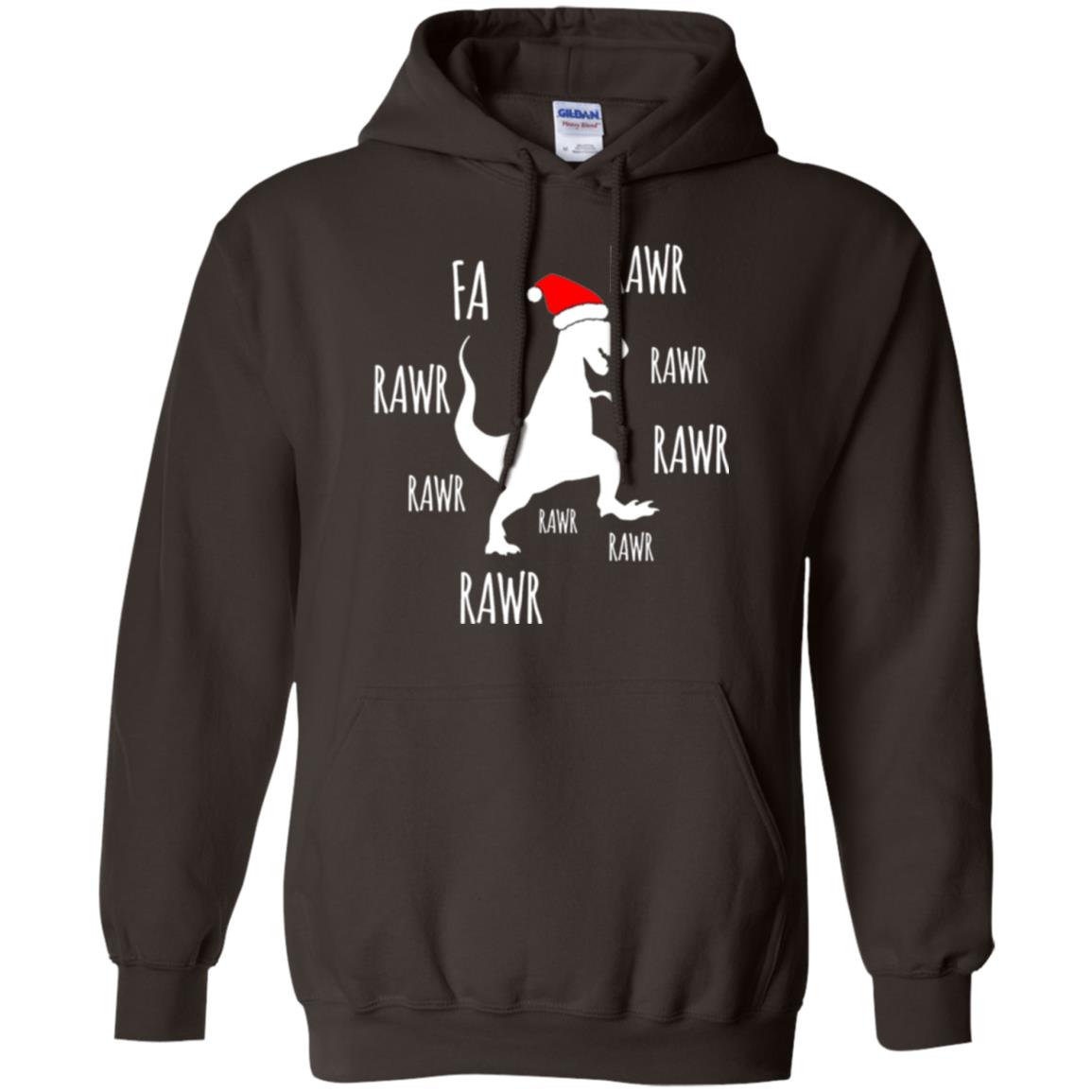 Christmas T-shirt Fa Rawr Rawr Funny T-rex Dinosaur Dark Chocolate