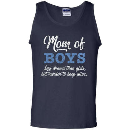 Mom Of Boys Less Drama Than Girls But Harder To Keep Alive Shirt Navy