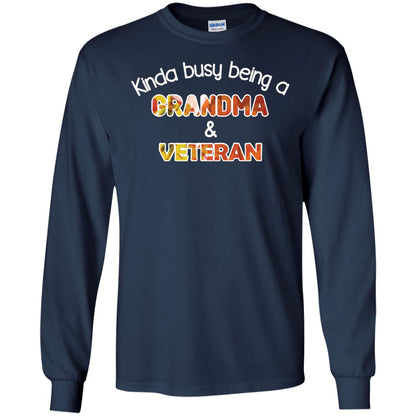 Kinda Busy Being A Grandma And Veteran Nana Shirt Navy